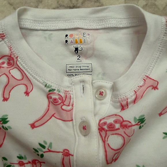 Rolled Rabbit Pink Sloth Jammies - Picture 2 of 3